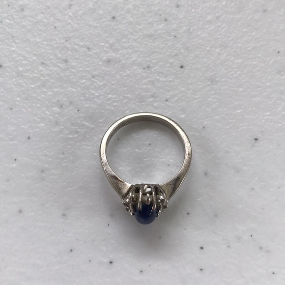 10k White Gold Star Burst Sapphire Ring PSCO - Picture 5 of 10